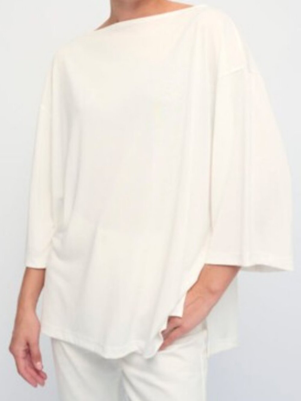 Relaxed Boatneck Short Sleeve Tee in Ivory